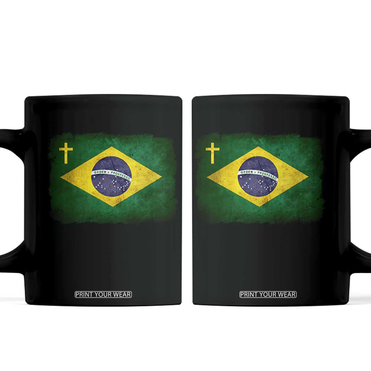 Brazilian Pride Christian Cross Latin America Brazil Flag Coffee Mug TS11 Black Print Your Wear