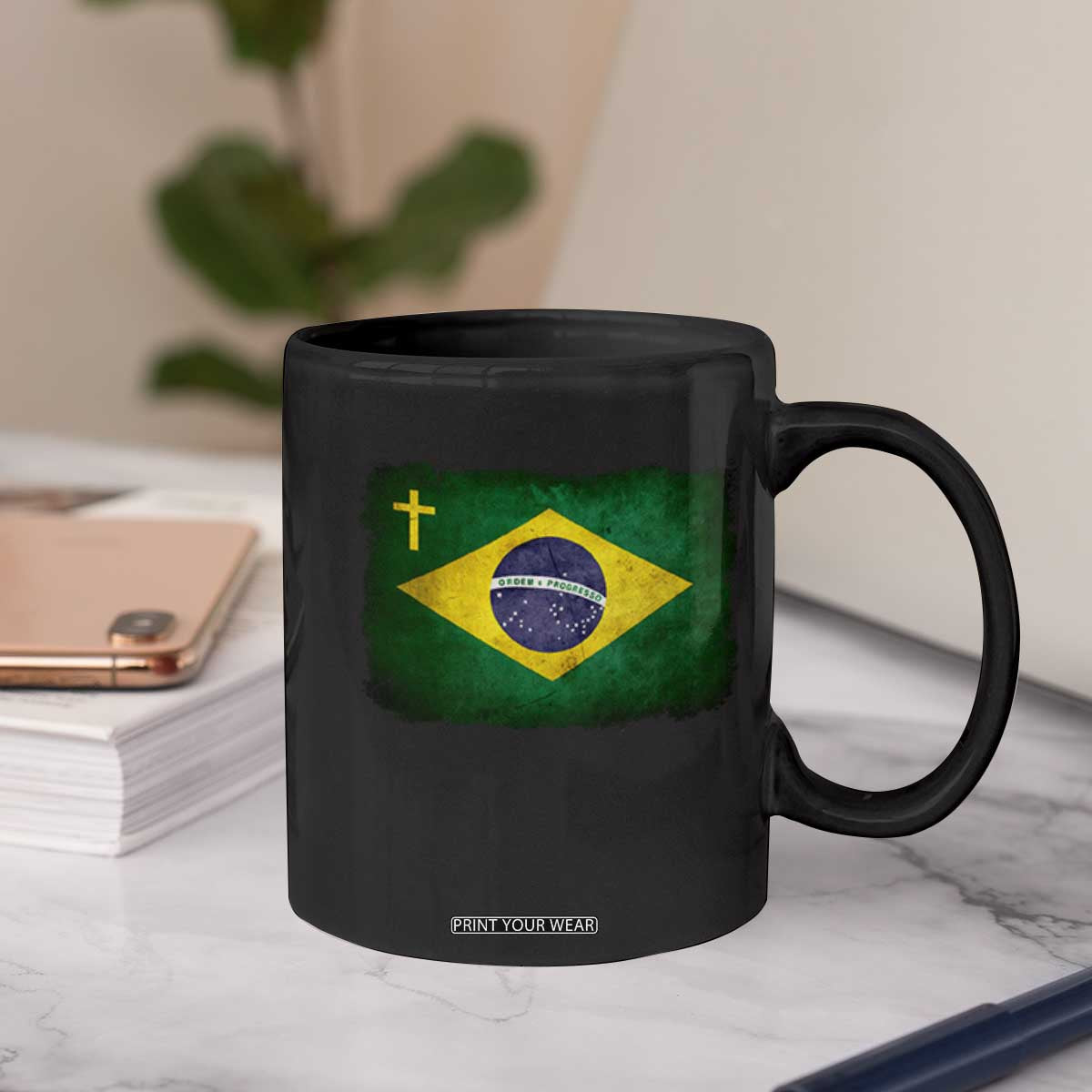 Brazilian Pride Christian Cross Latin America Brazil Flag Coffee Mug TS11 Print Your Wear