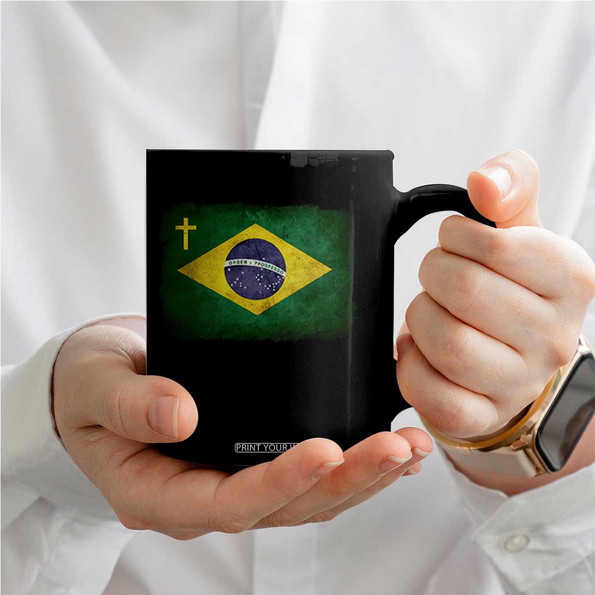 Brazilian Pride Christian Cross Latin America Brazil Flag Coffee Mug TS11 Print Your Wear