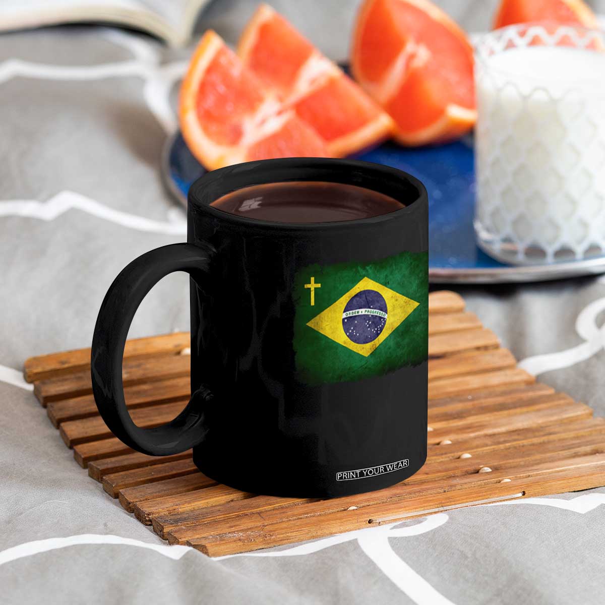 Brazilian Pride Christian Cross Latin America Brazil Flag Coffee Mug TS11 Print Your Wear