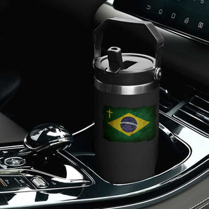 Brazilian Pride Christian Cross Latin America Brazil Flag Flip Straw Tumbler TS11 Print Your Wear