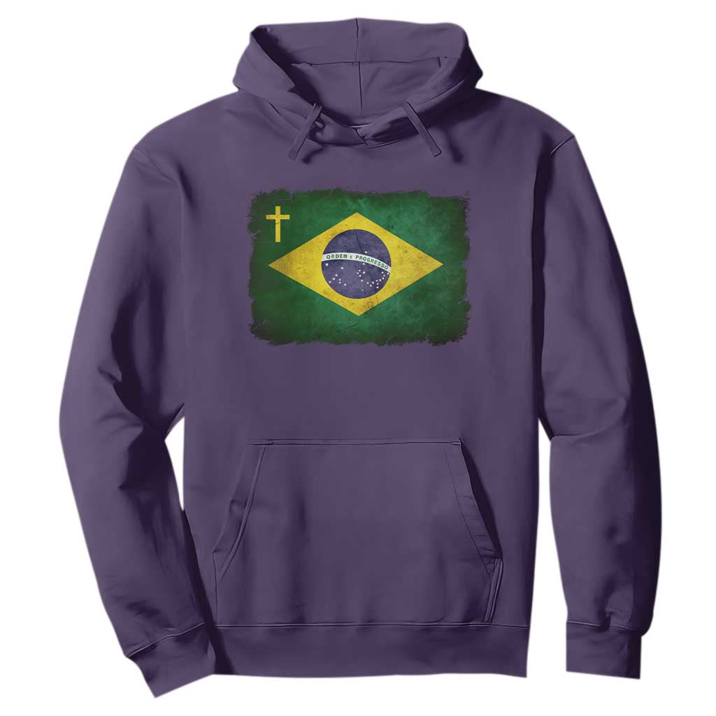 Brazilian Pride Christian Cross Latin America Brazil Flag Hoodie TS11 Purple Print Your Wear