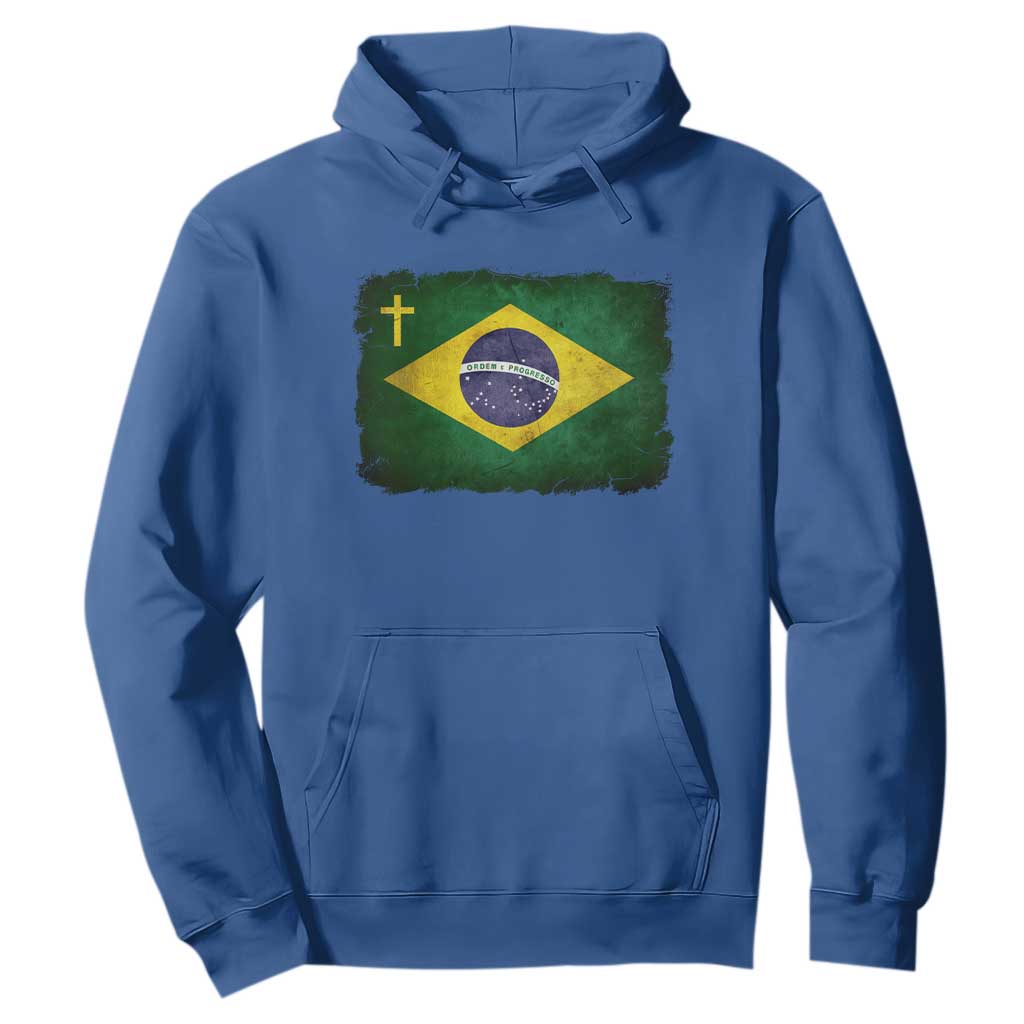 Brazilian Pride Christian Cross Latin America Brazil Flag Hoodie TS11 Royal Blue Print Your Wear
