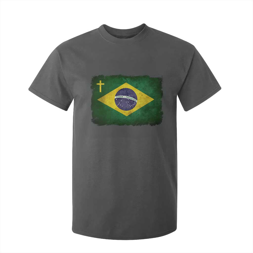 Brazilian Pride Christian Cross Latin America Brazil Flag T Shirt For Kid TS11 Dark Heather Print Your Wear