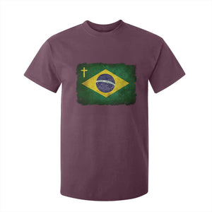 Brazilian Pride Christian Cross Latin America Brazil Flag T Shirt For Kid - Print Your Wear