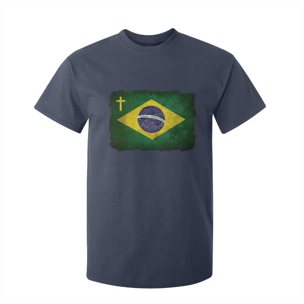 Brazilian Pride Christian Cross Latin America Brazil Flag T Shirt For Kid TS11 Navy Print Your Wear