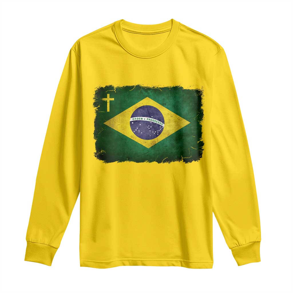 Brazilian Pride Christian Cross Latin America Brazil Flag Long Sleeve Shirt TS11 Daisy Print Your Wear