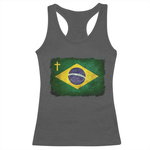 Brazilian Pride Christian Cross Latin America Brazil Flag Racerback Tank Top TS11 Dark Heather Print Your Wear