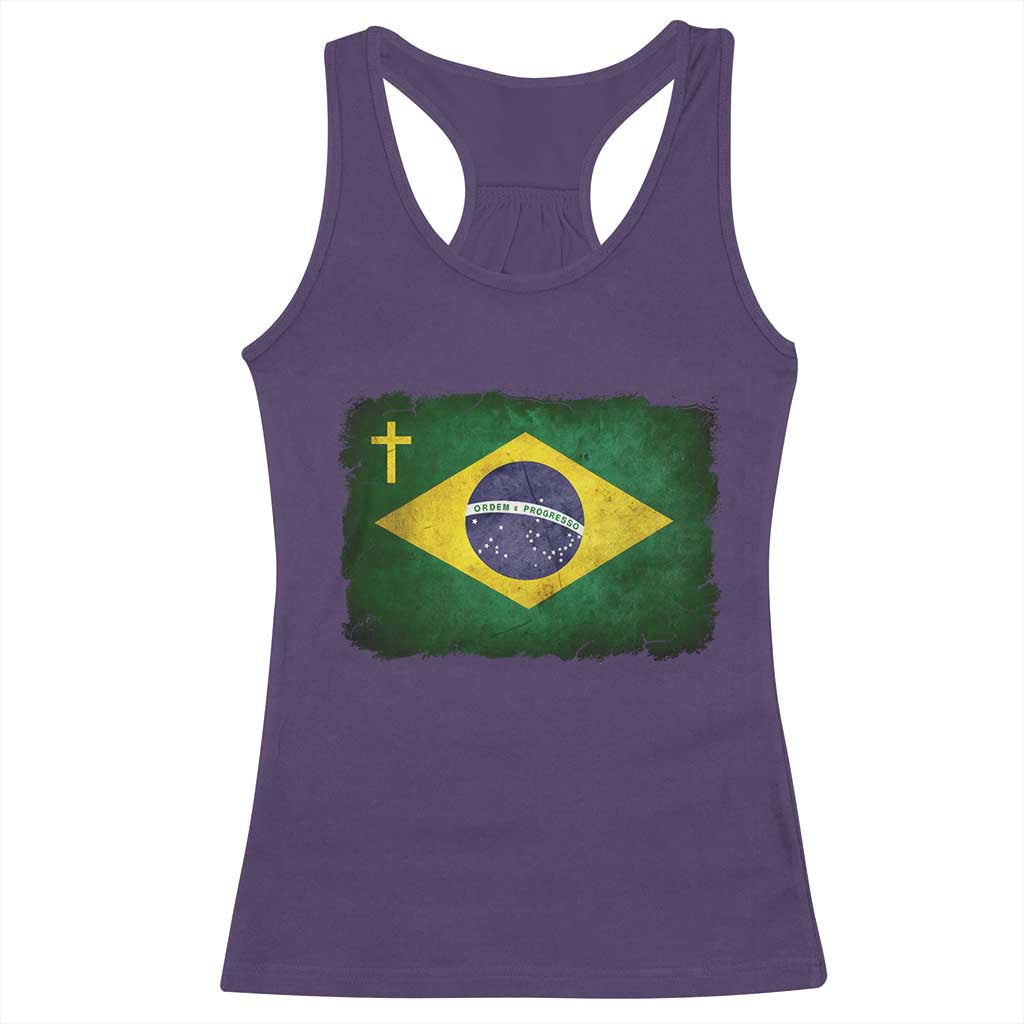 Brazilian Pride Christian Cross Latin America Brazil Flag Racerback Tank Top TS11 Purple Print Your Wear