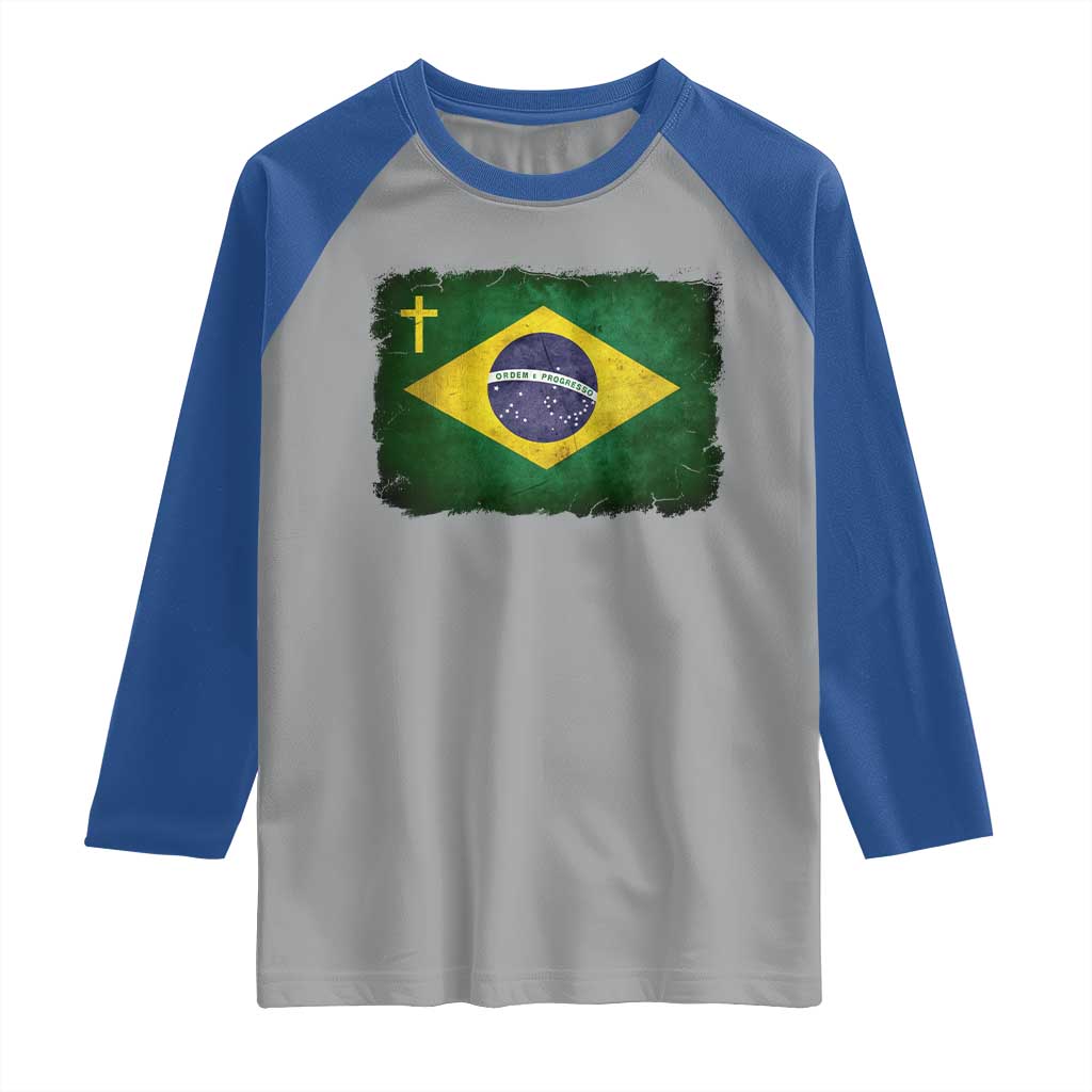 Brazilian Pride Christian Cross Latin America Brazil Flag Raglan Shirt TS11 Sport Gray Royal Print Your Wear