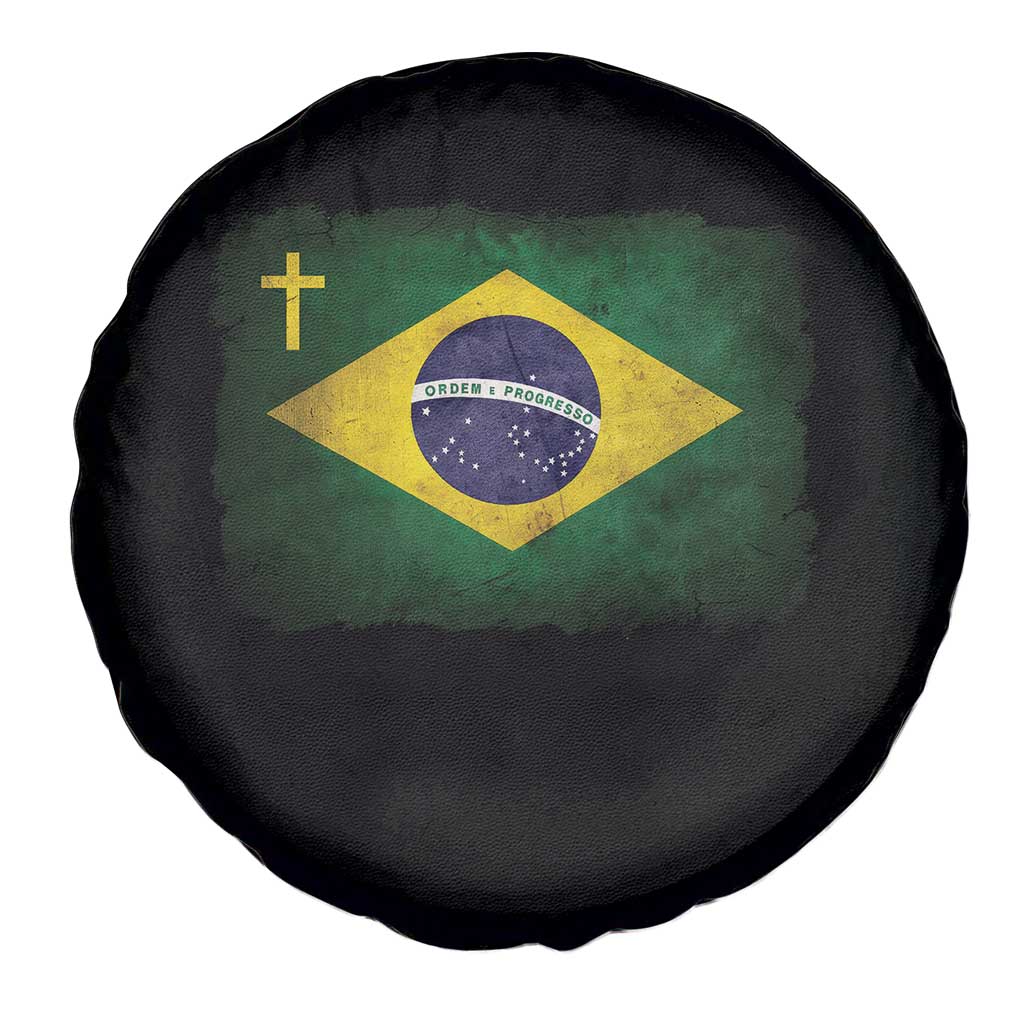 Brazilian Pride Christian Cross Latin America Brazil Flag Spare Tire Cover TS11 Print Your Wear