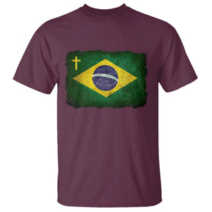 Brazilian Pride Christian Cross Latin America Brazil Flag T Shirt TS11 Maroon Print Your Wear