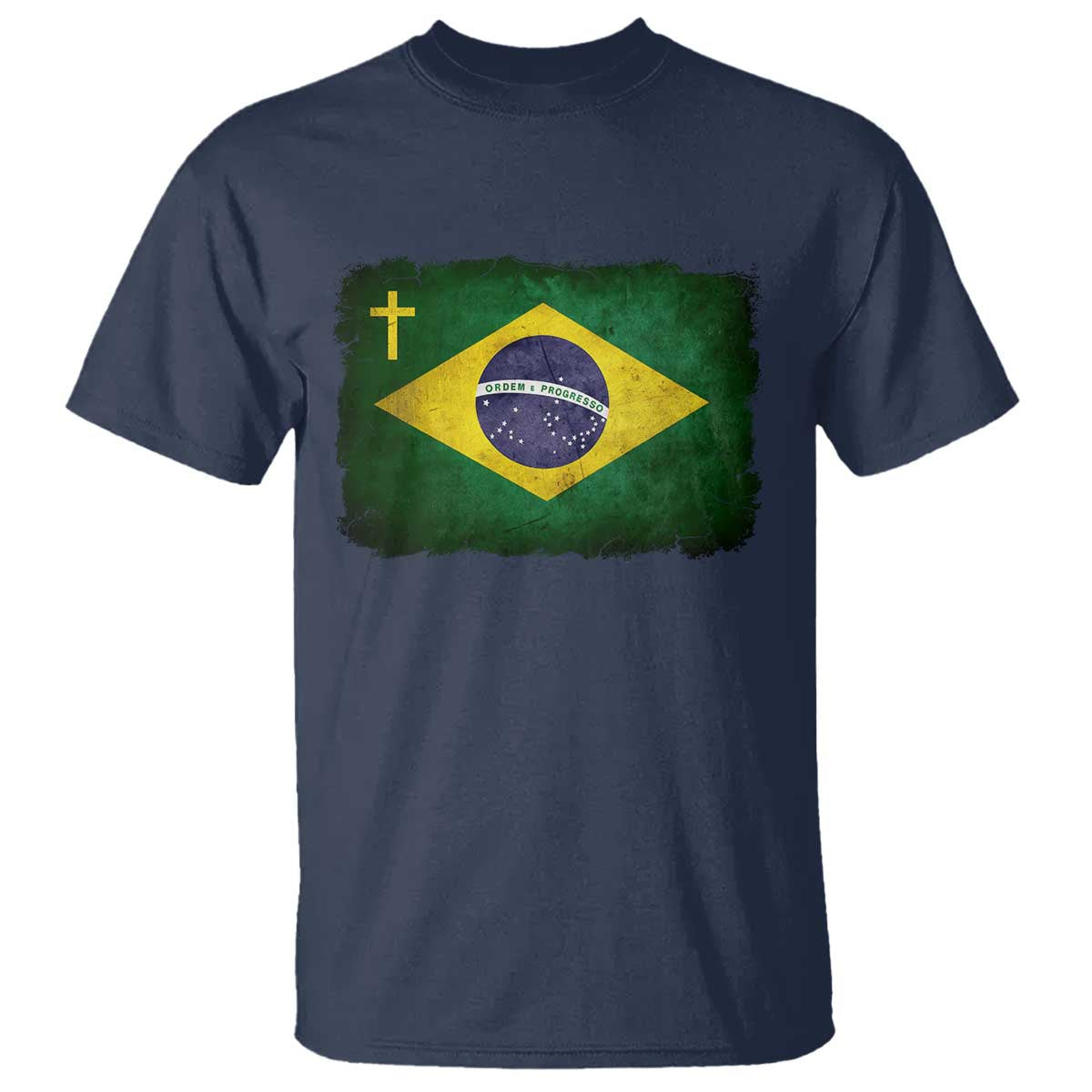 Brazilian Pride Christian Cross Latin America Brazil Flag T Shirt TS11 Navy Print Your Wear
