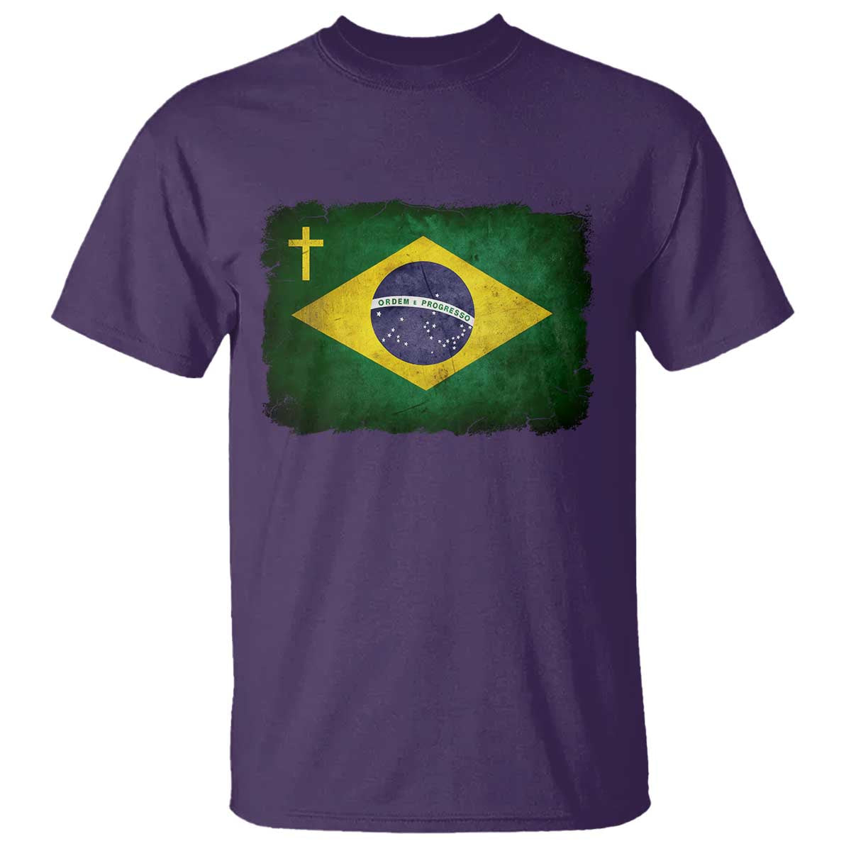 Brazilian Pride Christian Cross Latin America Brazil Flag T Shirt TS11 Purple Print Your Wear
