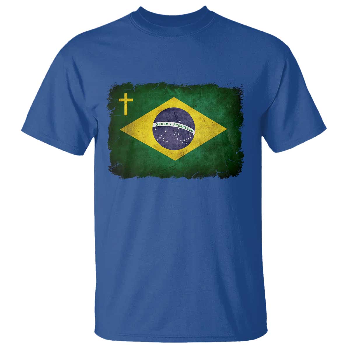 Brazilian Pride Christian Cross Latin America Brazil Flag T Shirt TS11 Royal Blue Print Your Wear