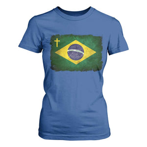 Brazilian Pride Christian Cross Latin America Brazil Flag T Shirt For Women - Print Your Wear