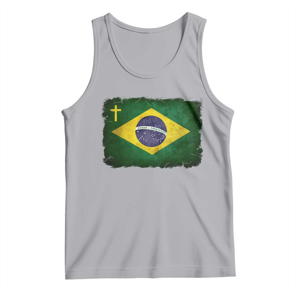 Brazilian Pride Christian Cross Latin America Brazil Flag Tank Top TS11 Athletic Heather Print Your Wear