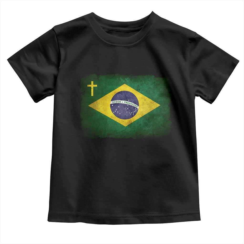 Brazilian Pride Christian Cross Latin America Brazil Flag Toddler T Shirt TS11 Black Print Your Wear