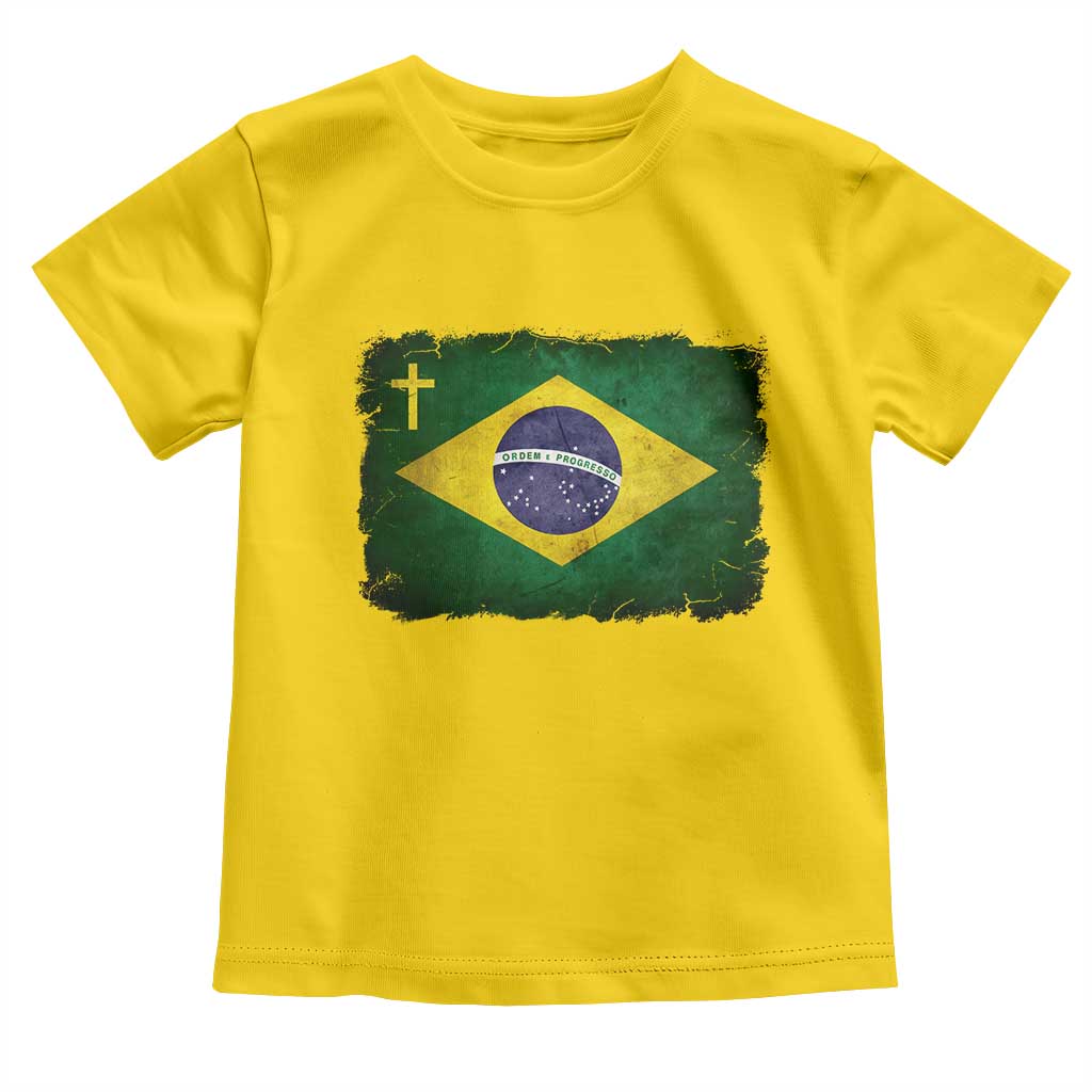 Brazilian Pride Christian Cross Latin America Brazil Flag Toddler T Shirt TS11 Daisy Print Your Wear