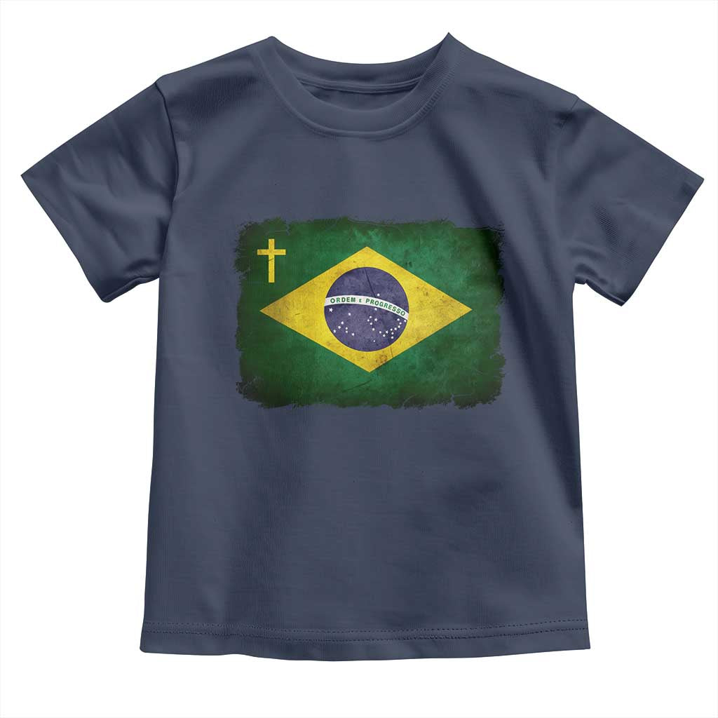 Brazilian Pride Christian Cross Latin America Brazil Flag Toddler T Shirt TS11 Navy Print Your Wear