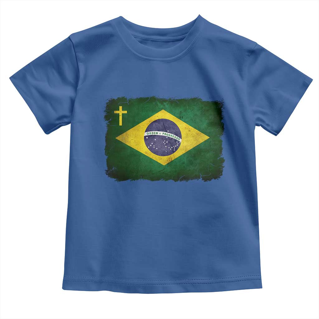 Brazilian Pride Christian Cross Latin America Brazil Flag Toddler T Shirt TS11 Royal Blue Print Your Wear