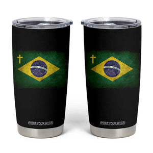 Brazilian Pride Christian Cross Latin America Brazil Flag Tumbler Cup TS11 Black Print Your Wear
