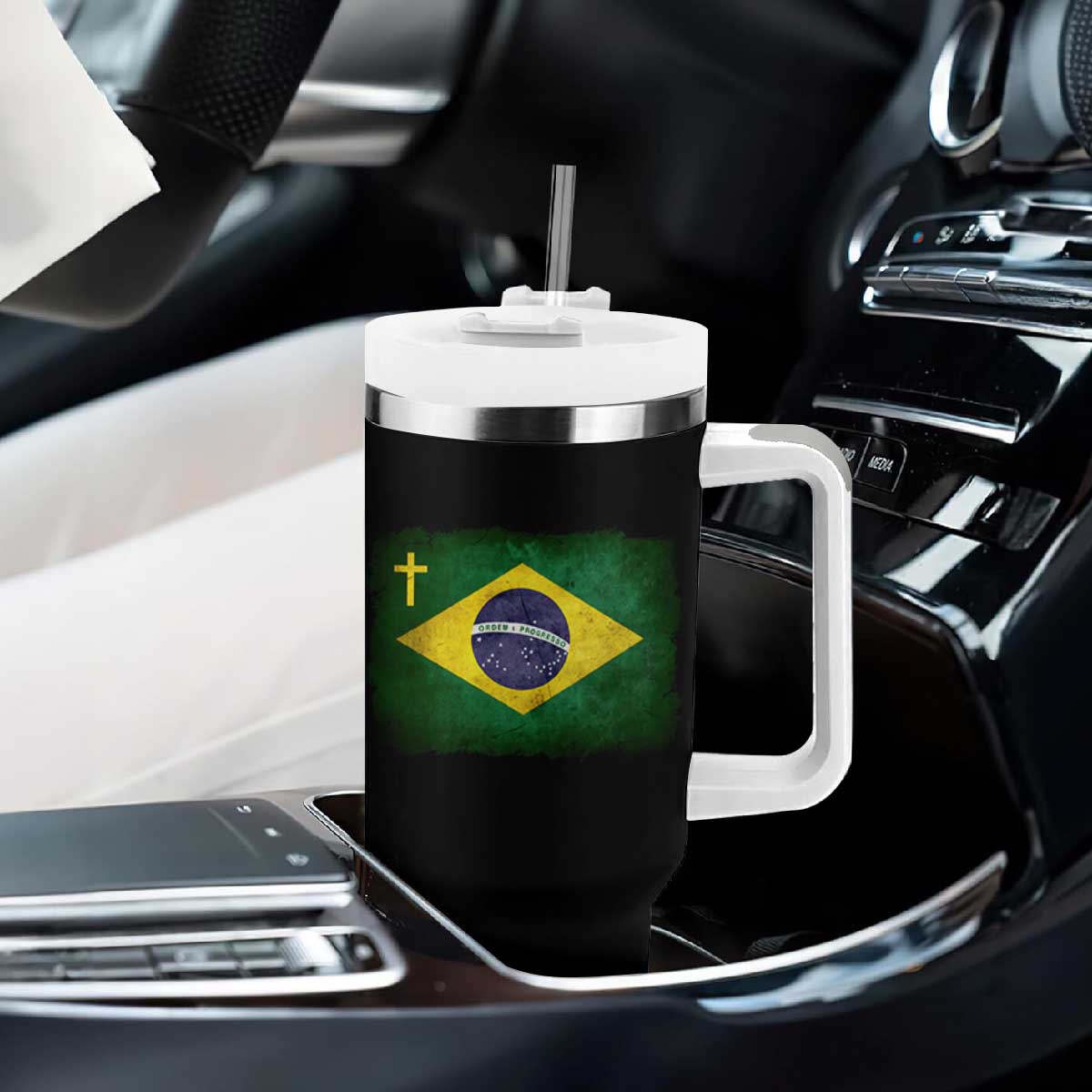 Brazilian Pride Christian Cross Latin America Brazil Flag Tumbler With Handle TS11 Print Your Wear