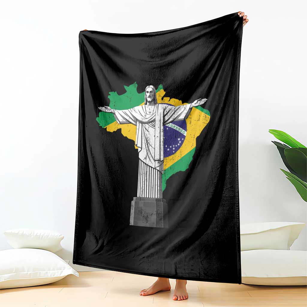 Brazilian Pride Christ the Redeemer Statue Latin America Brazil Map Throw Blanket TS11 Print Your Wear