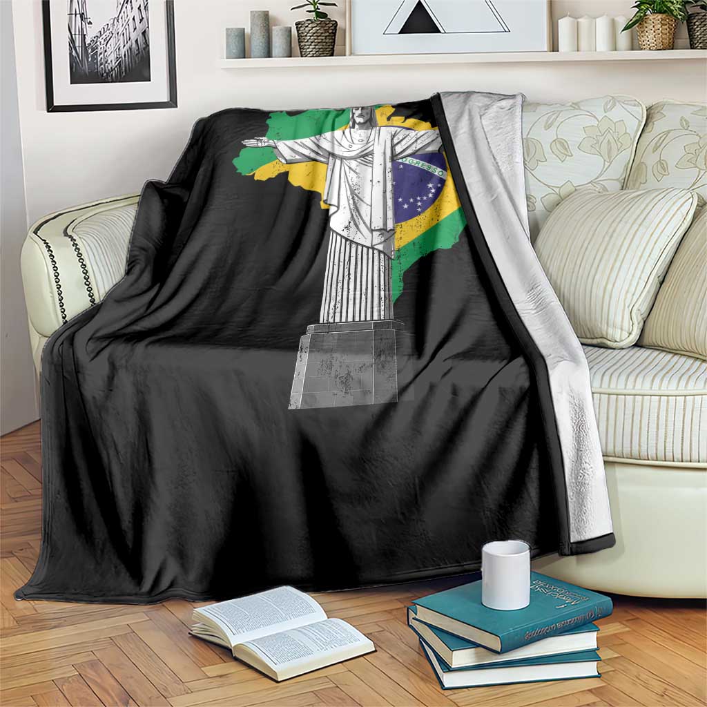 Brazilian Pride Christ the Redeemer Statue Latin America Brazil Map Throw Blanket TS11 Print Your Wear