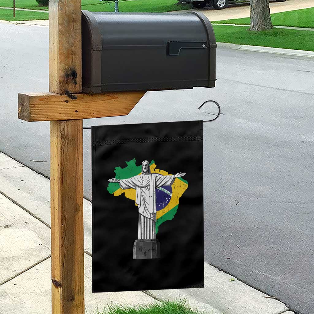 Brazilian Pride Christ the Redeemer Statue Latin America Brazil Map Garden Flag TS11 Print Your Wear