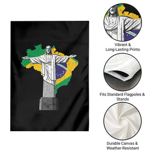 Brazilian Pride Christ the Redeemer Statue Latin America Brazil Map Garden Flag TS11 Print Your Wear