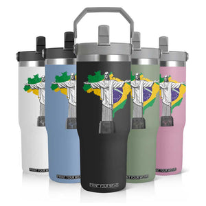 Brazilian Pride Christ the Redeemer Statue Latin America Brazil Map Flip Straw Tumbler TS11 Print Your Wear