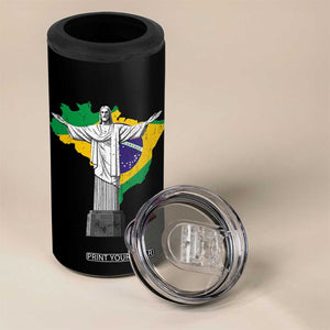 Brazilian Pride Christ the Redeemer Statue Latin America Brazil Map 4 in 1 Can Cooler Tumbler TS11 Print Your Wear