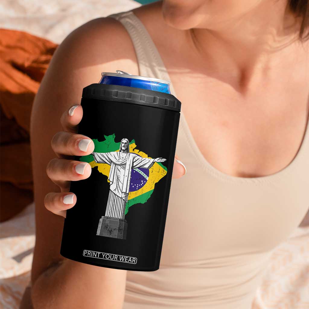 Brazilian Pride Christ the Redeemer Statue Latin America Brazil Map 4 in 1 Can Cooler Tumbler TS11 Print Your Wear