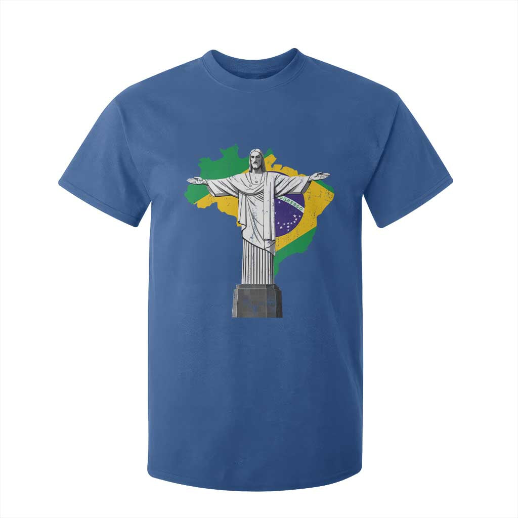 Brazilian Pride Christ the Redeemer Statue Latin America Brazil Map T Shirt For Kid TS11 Royal Blue Print Your Wear