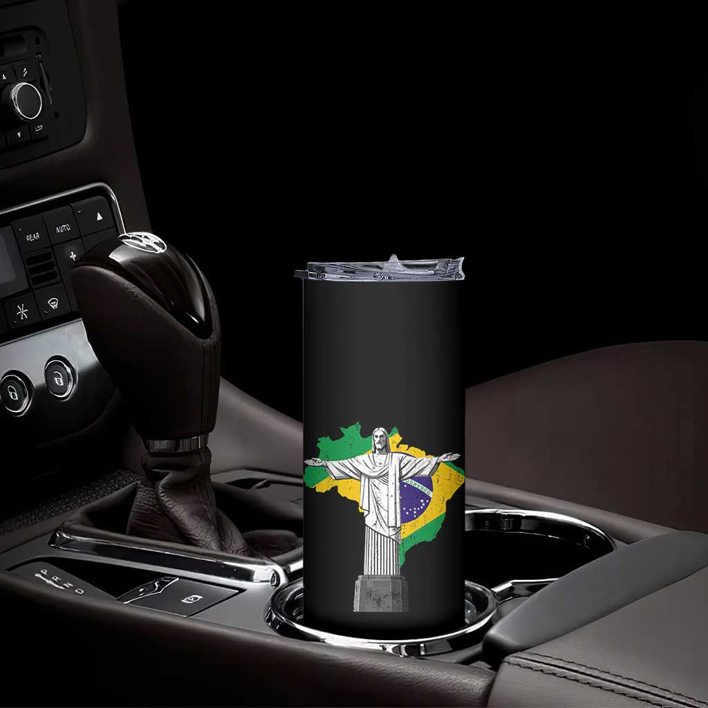 Brazilian Pride Christ the Redeemer Statue Latin America Brazil Map Skinny Tumbler TS11 Print Your Wear