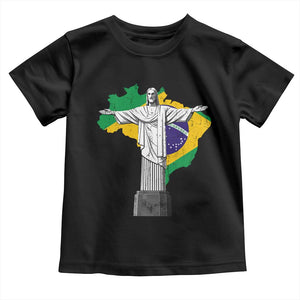 Brazilian Pride Christ the Redeemer Statue Latin America Brazil Map Toddler T Shirt TS11 Black Print Your Wear