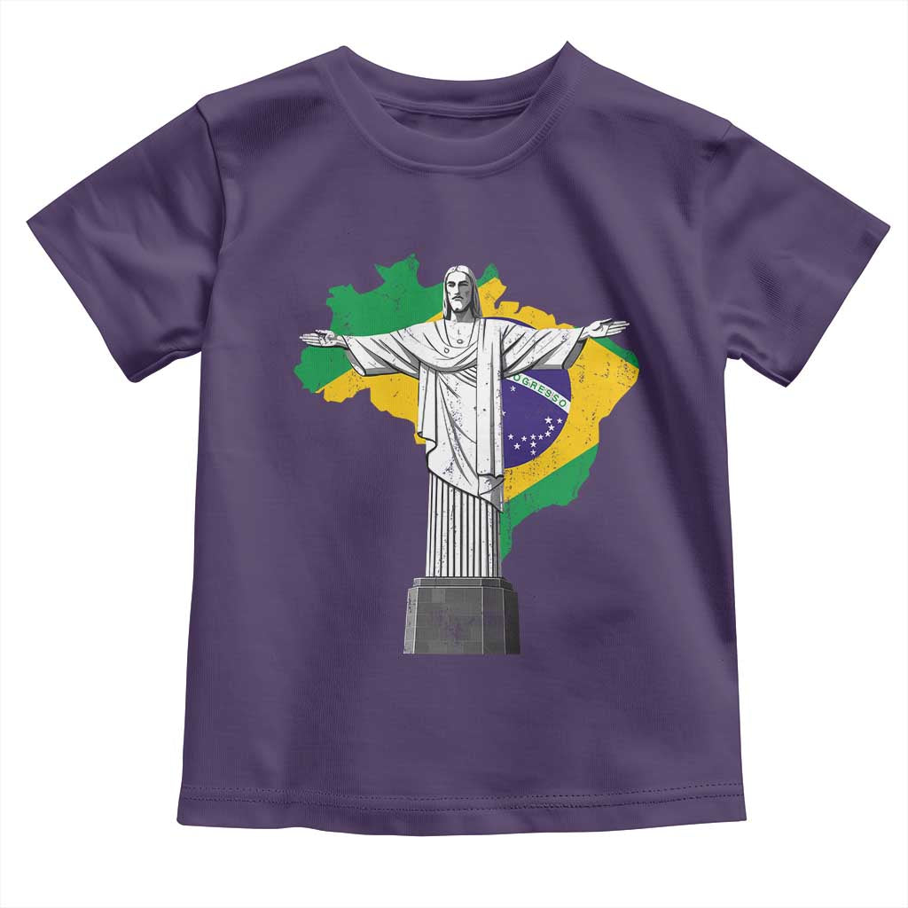 Brazilian Pride Christ the Redeemer Statue Latin America Brazil Map Toddler T Shirt TS11 Purple Print Your Wear