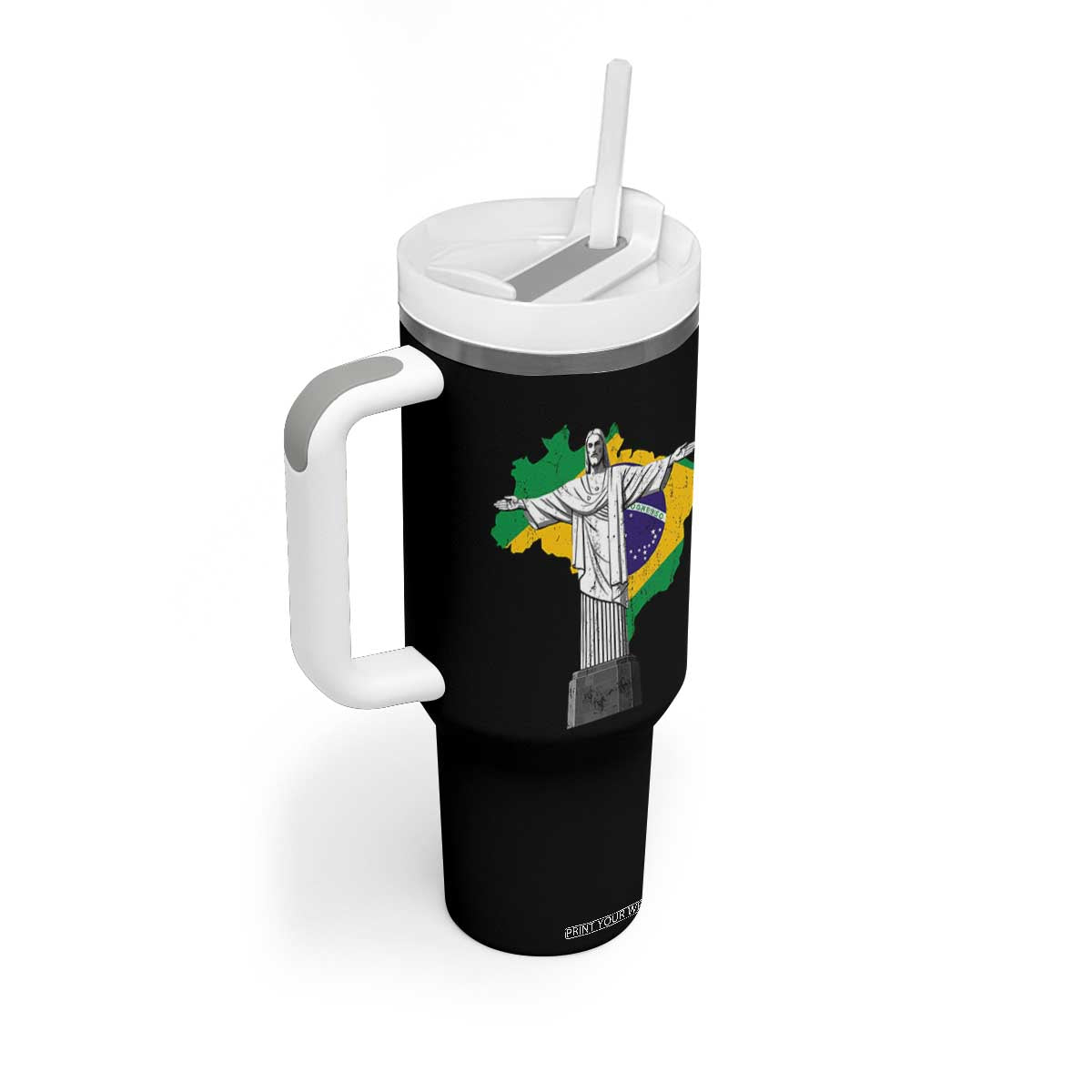 Brazilian Pride Christ the Redeemer Statue Latin America Brazil Map Tumbler With Handle TS11 Print Your Wear