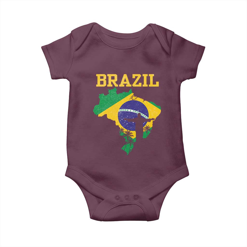 Brazilian Pride Christ the Redeemer Statue Latin America Baby Onesie TS11 Maroon Print Your Wear