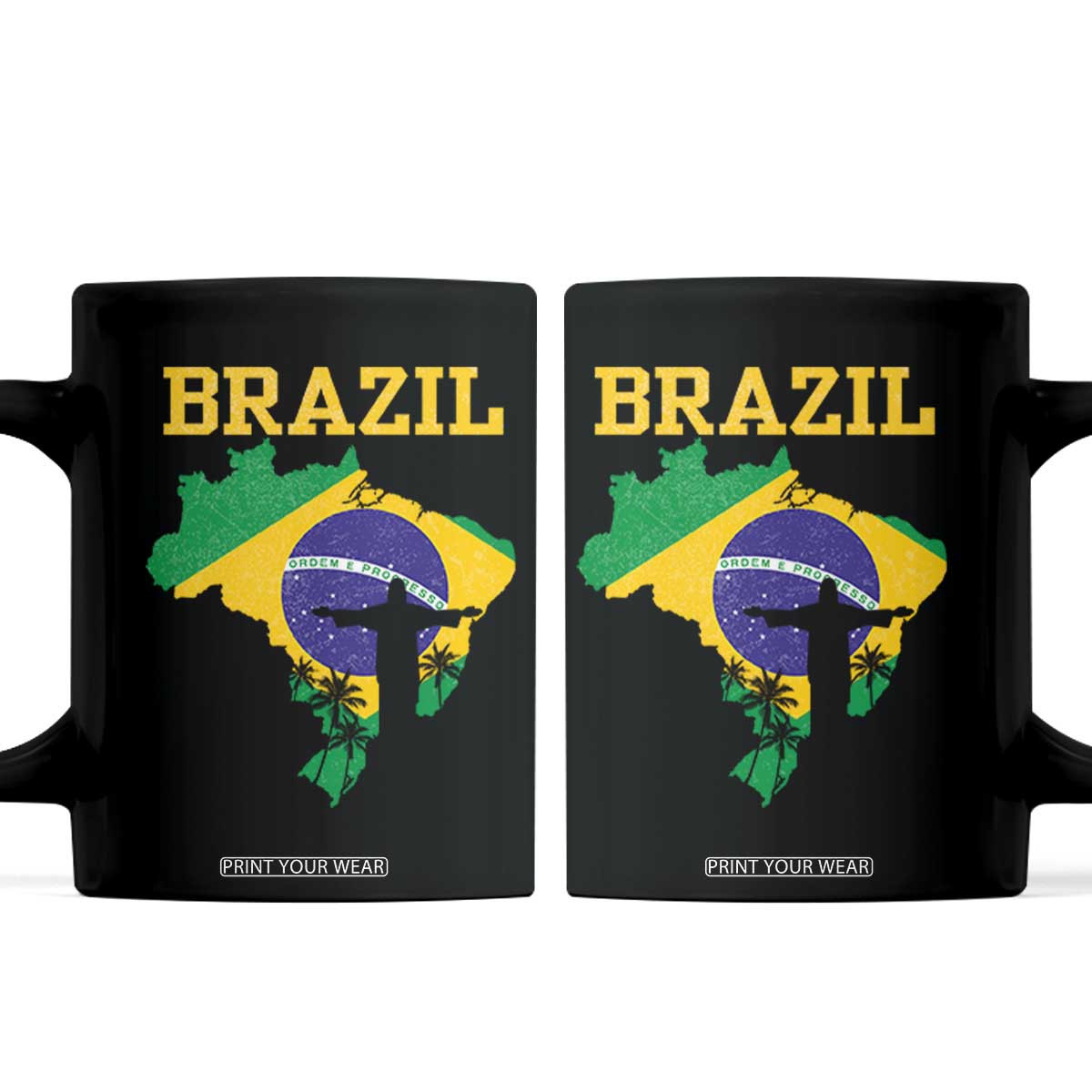 Brazilian Pride Christ the Redeemer Statue Latin America Coffee Mug TS11 Black Print Your Wear