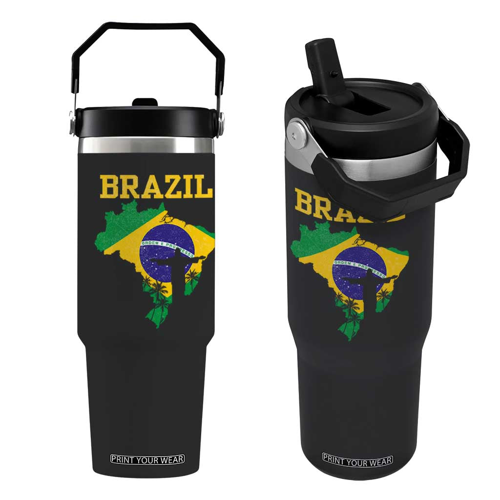 Brazilian Pride Christ the Redeemer Statue Latin America Flip Straw Tumbler TS11 One Size: 30 oz Black Print Your Wear