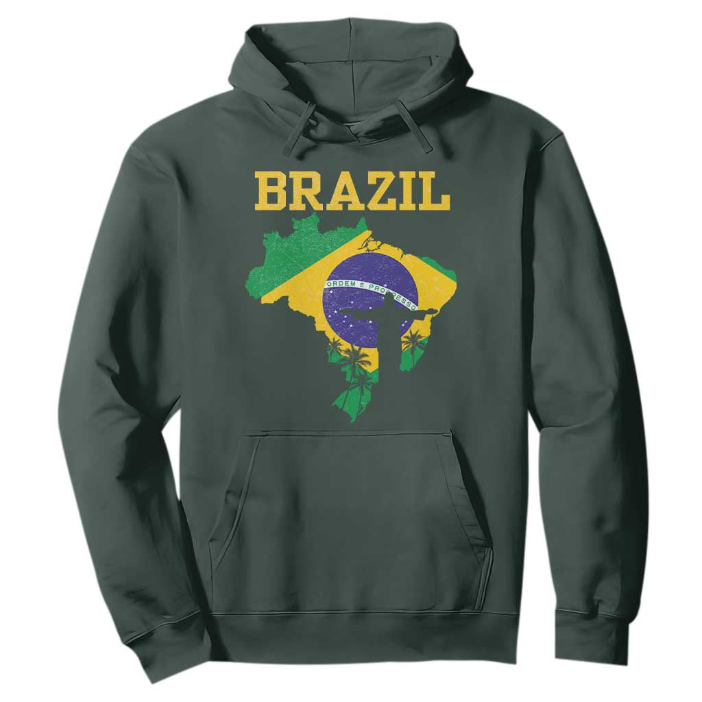 Brazilian Pride Christ the Redeemer Statue Latin America Hoodie TS11 Dark Forest Green Print Your Wear