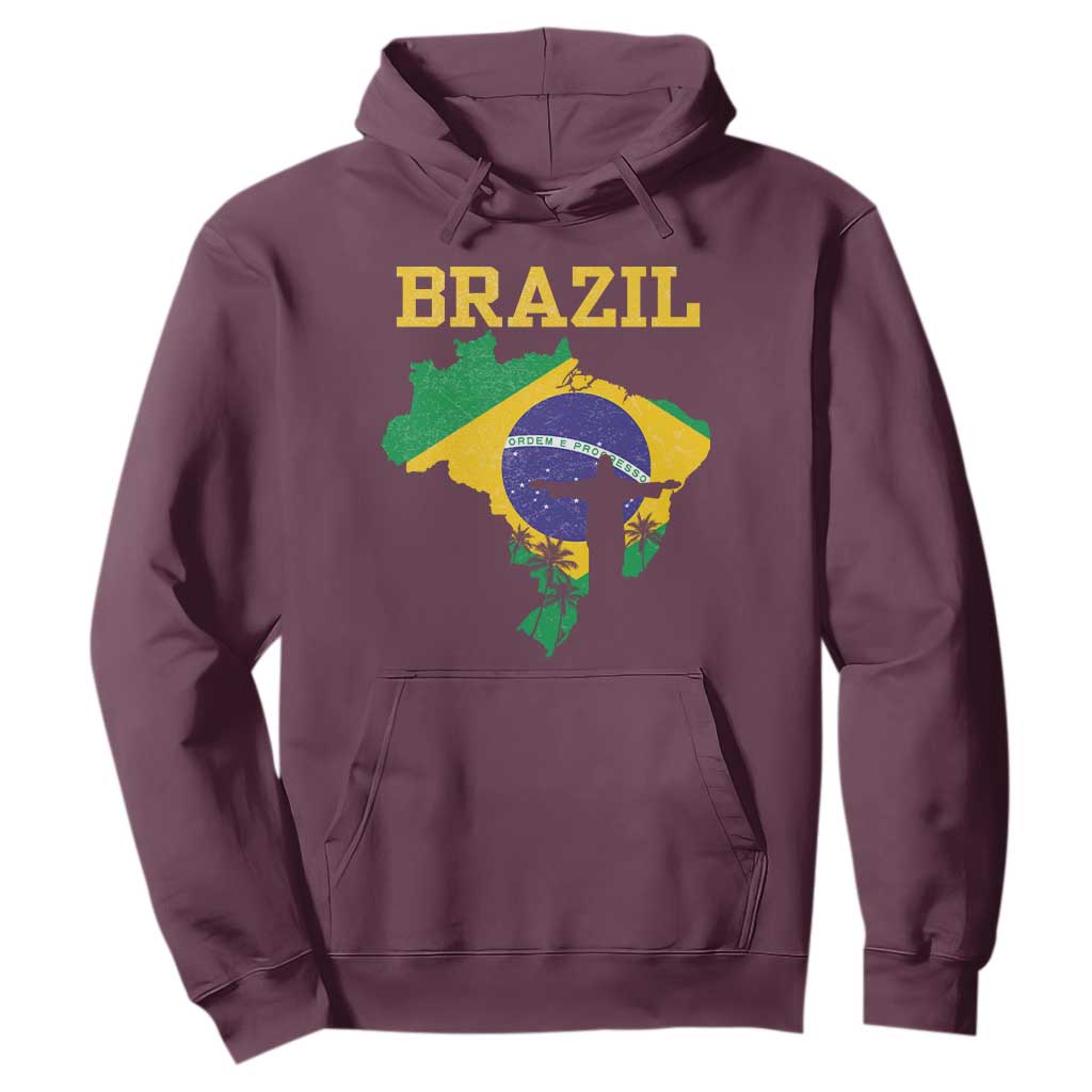 Brazilian Pride Christ the Redeemer Statue Latin America Hoodie TS11 Maroon Print Your Wear