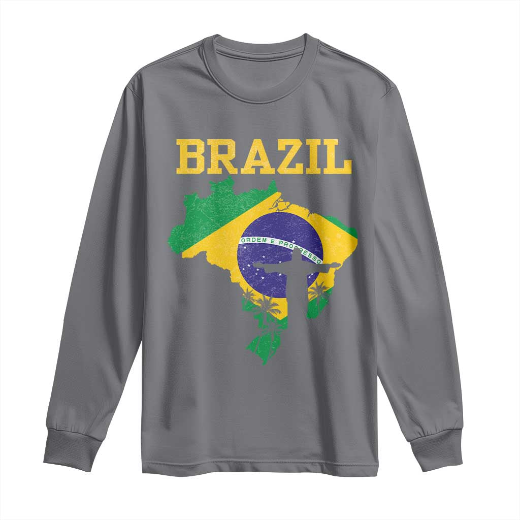 Brazilian Pride Christ the Redeemer Statue Latin America Long Sleeve Shirt TS11 Charcoal Print Your Wear
