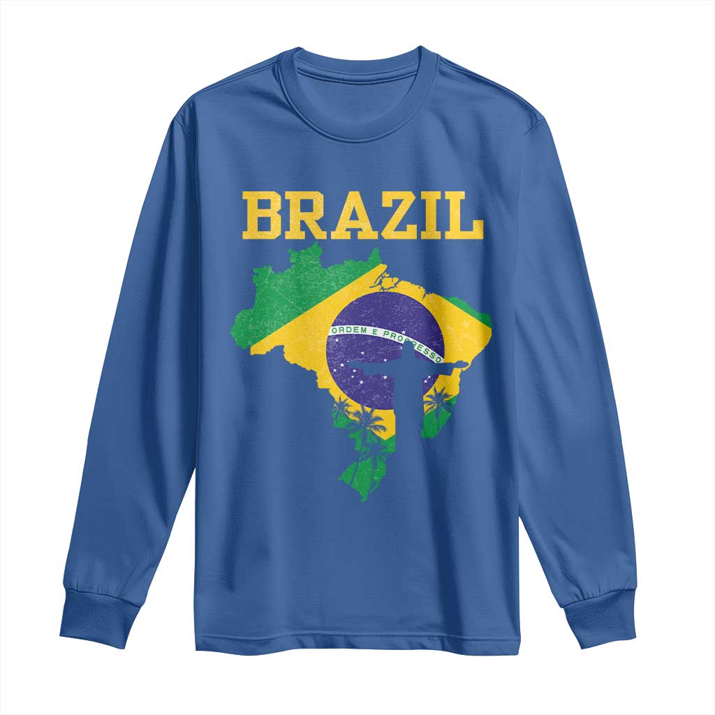 Brazilian Pride Christ the Redeemer Statue Latin America Long Sleeve Shirt TS11 Royal Blue Print Your Wear