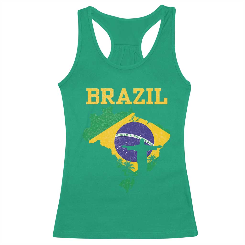 Brazilian Pride Christ the Redeemer Statue Latin America Racerback Tank Top TS11 Irish Green Print Your Wear