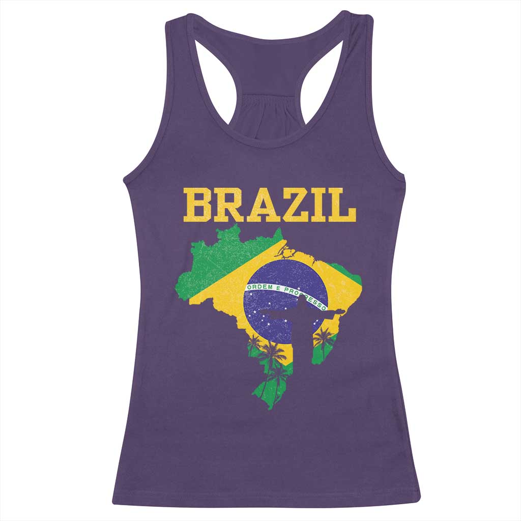 Brazilian Pride Christ the Redeemer Statue Latin America Racerback Tank Top TS11 Purple Print Your Wear