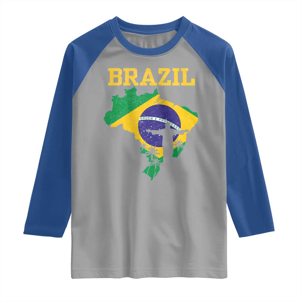Brazilian Pride Christ the Redeemer Statue Latin America Raglan Shirt TS11 Sport Gray Royal Print Your Wear