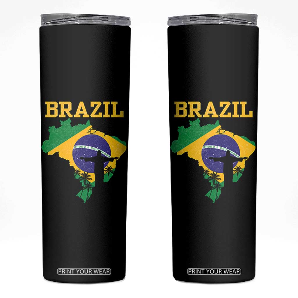 Brazilian Pride Christ the Redeemer Statue Latin America Skinny Tumbler TS11 Black Print Your Wear